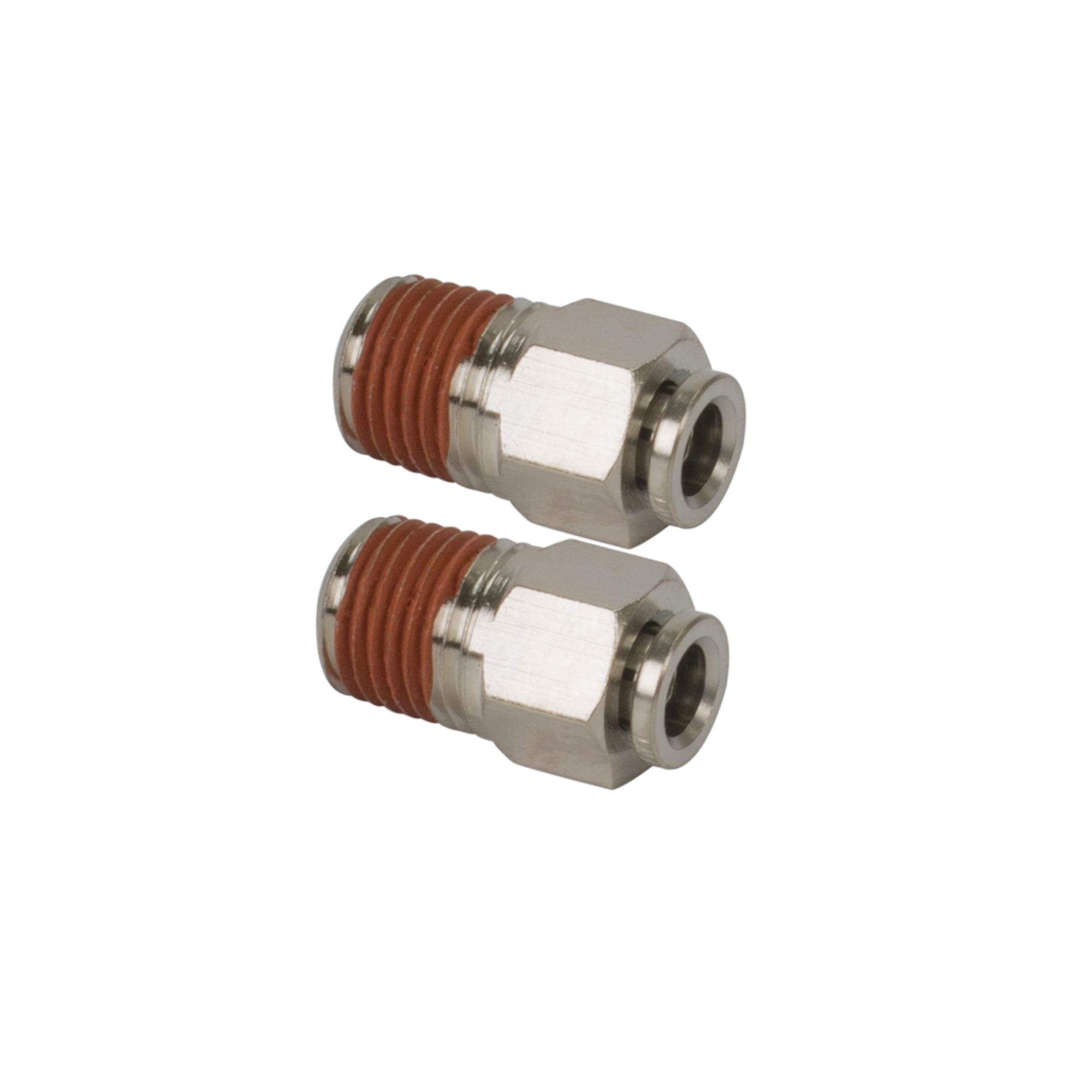 Viair Airline Straight PTC Fitting - 1/4in. NPT, Nickel-Plated Brass, 200 PSI, 2 Pcs, Model# 11470